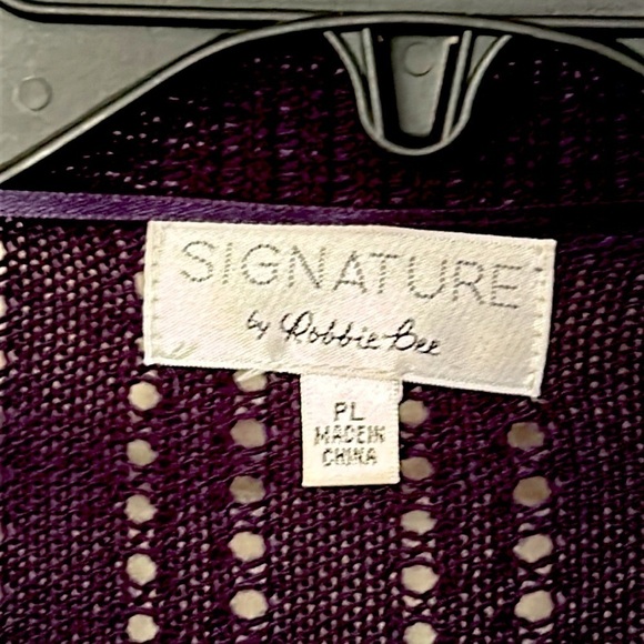 Travel Pointelle Cardigan Sweater Knit Signature Robbie Bee Petite PL Like New - Picture 6 of 11